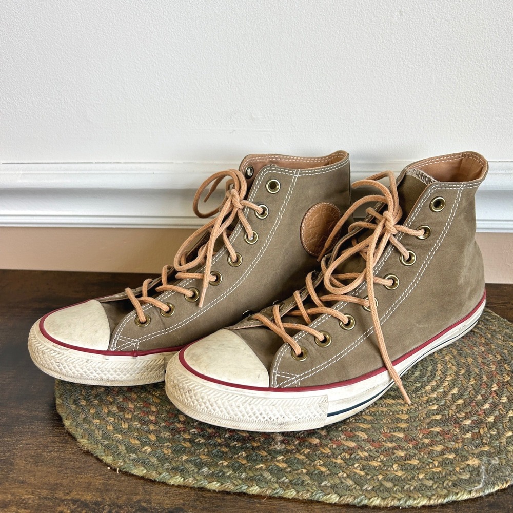 Converse Chuck Taylor All Star High Top Olive Brown Nubuck Leather Sneakers
